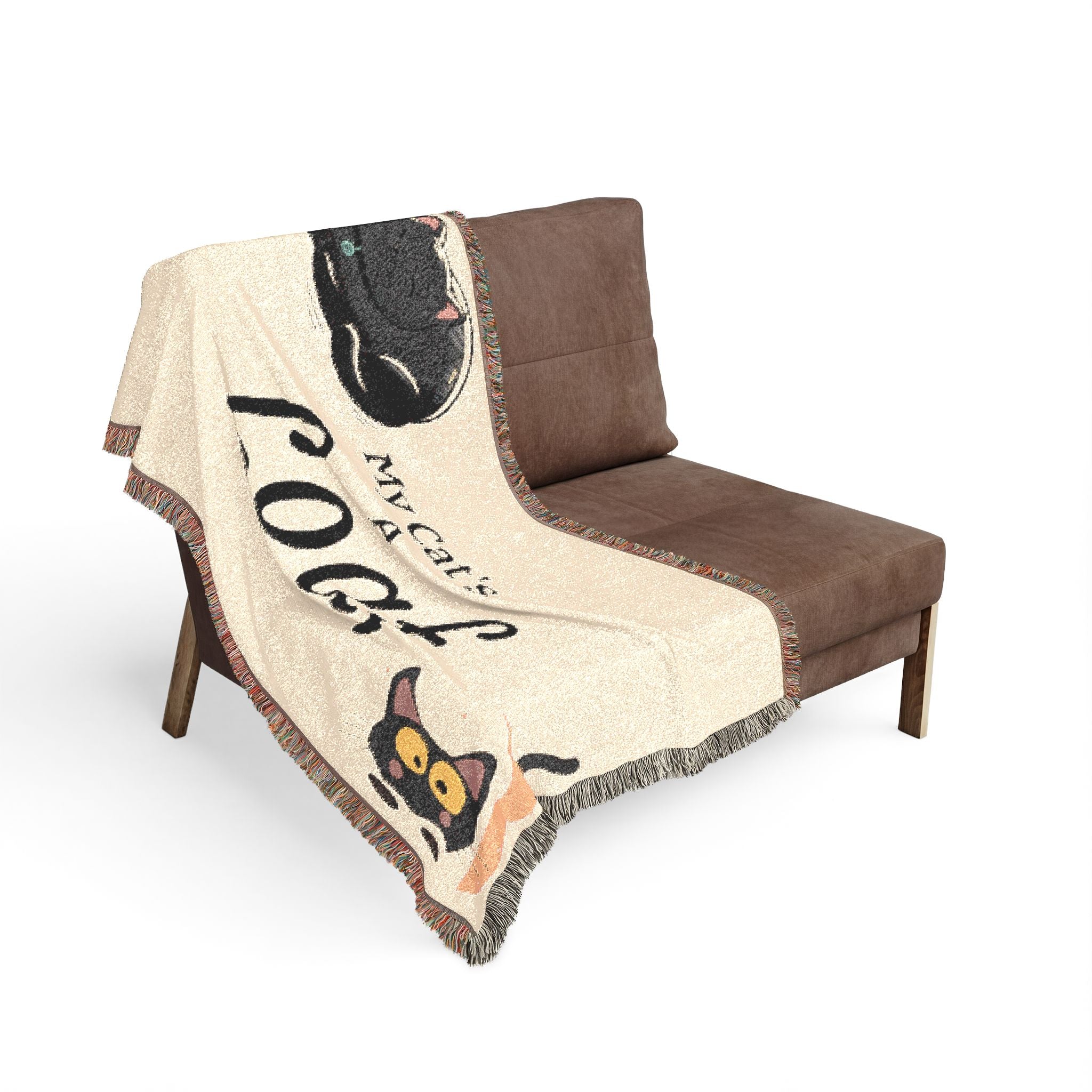 Woven Blanket — “My Cat’s A Loaf” Cat Loaf Bread Design Printify