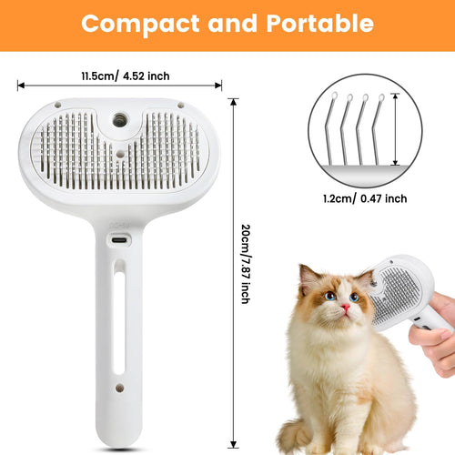 3-in-1 Steamy Cat Brush - Electric Spray Grooming & Shedding Tool Cocoa The Trendy Pet