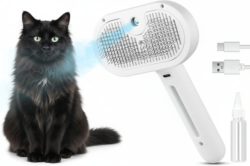 3-in-1 Steamy Cat Brush - Electric Spray Grooming & Shedding Tool Cocoa The Trendy Pet