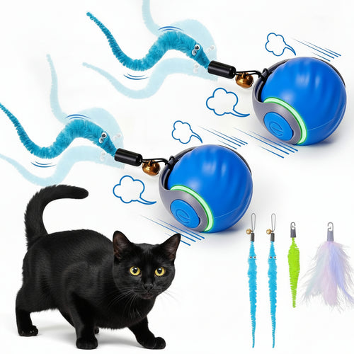BABORUI Interactive Cat Toy Ball - Automatic Interactive Cat Toys for Indoor Cats with 3 Tails, 2 Speeds Rechargeable Cat Enrichment Toys for Small/Medium/Large Cats to Keep Them Busy(Blue) Cocoa The Trendy Pet