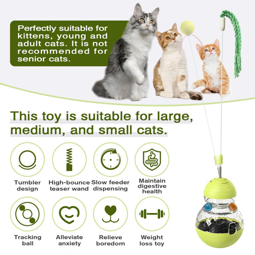 4-in-1 Wobble Teaser Wand — Interactive Treat-Dispensing Cat Toy
