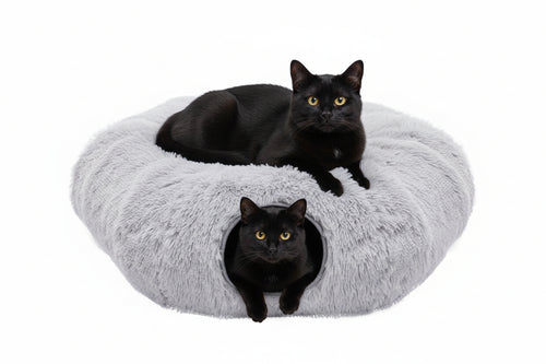 Cat Tunnel With Cat Bed For Indoor, Soft Plush Peekaboo Cat Cave Donut Tunnel, For Cats Kittens, Rabbit Cocoa The Trendy Pet